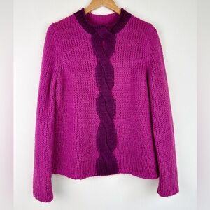 L.L. Bean Magenta Mock Neck Mohair Blend Sweater